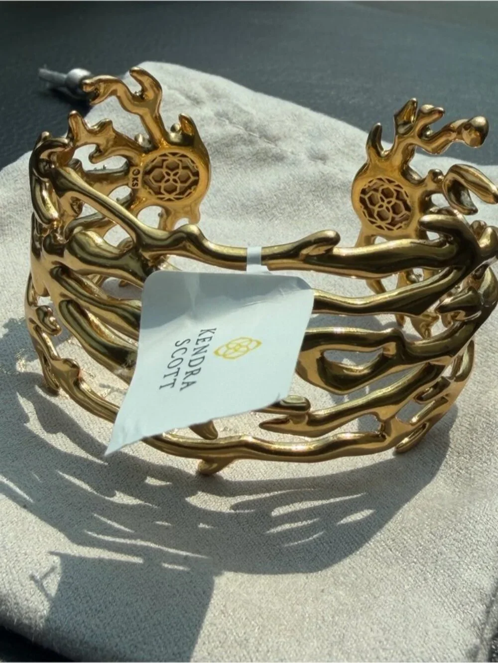 NWT Kendra Scott Shea Statement Cuff Bracelet in Vintage Gold sz M/L runs small